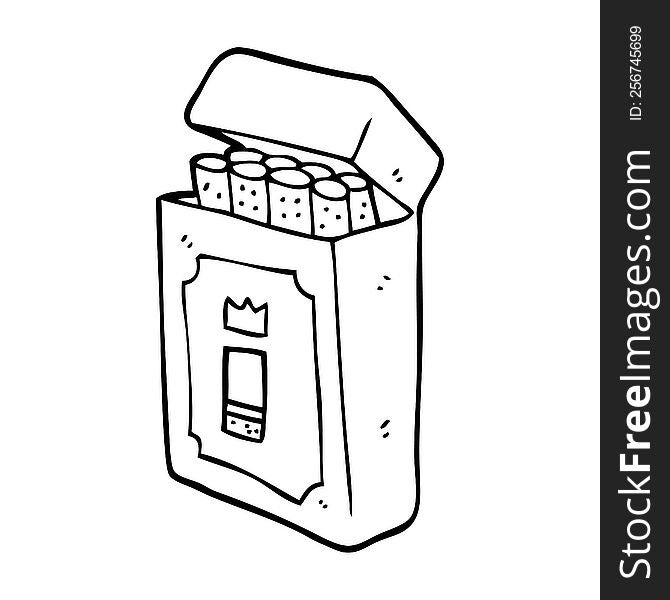 line drawing cartoon pack of cigarettes