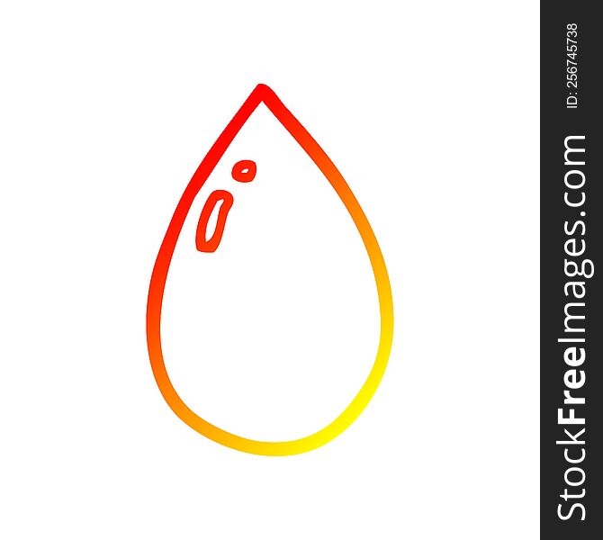 warm gradient line drawing of a cartoon water droplet