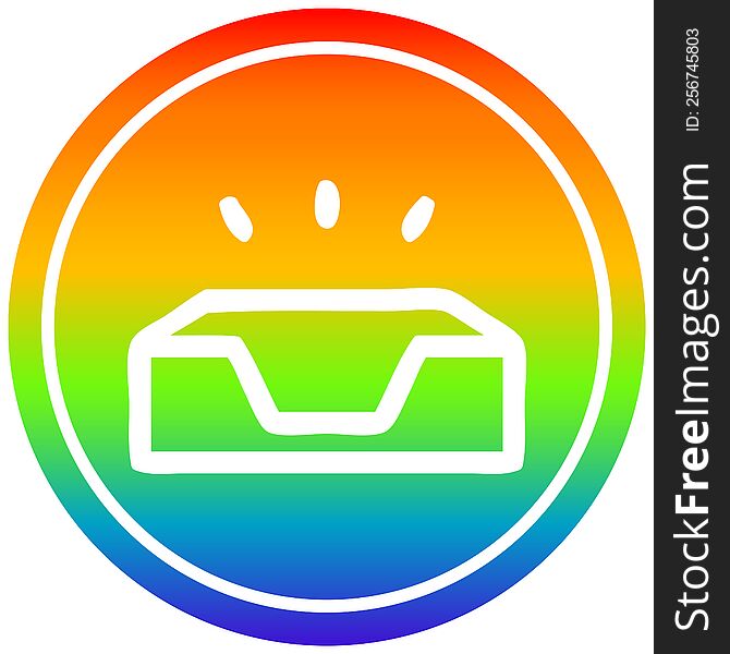 empty in tray circular icon with rainbow gradient finish. empty in tray circular icon with rainbow gradient finish