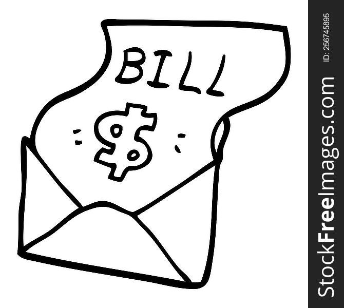 line drawing cartoon debt bill