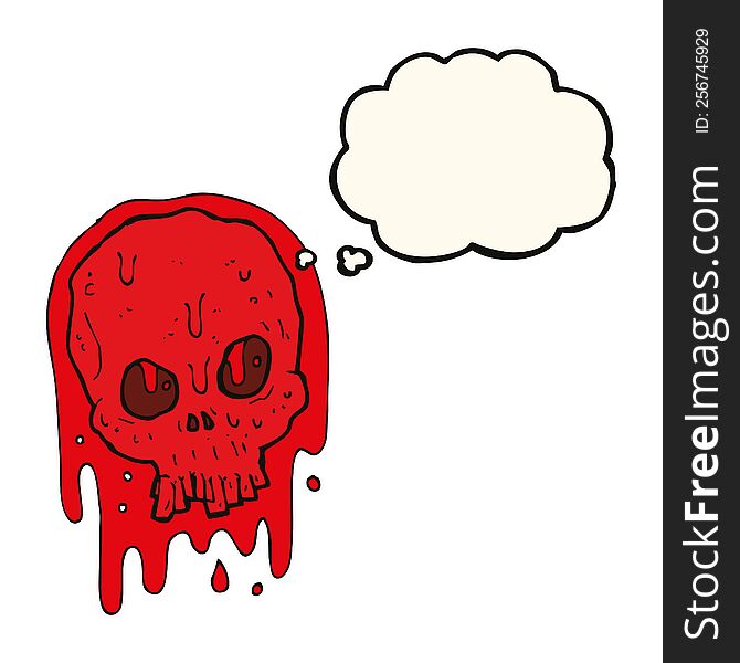 Cartoon Bloody Skull With Thought Bubble