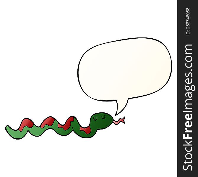 Cartoon Snake And Speech Bubble In Smooth Gradient Style