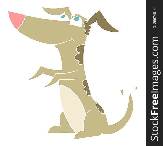Flat Color Illustration Of A Cartoon Dog