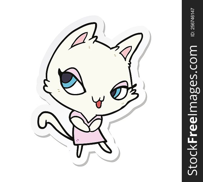 sticker of a cartoon female cat