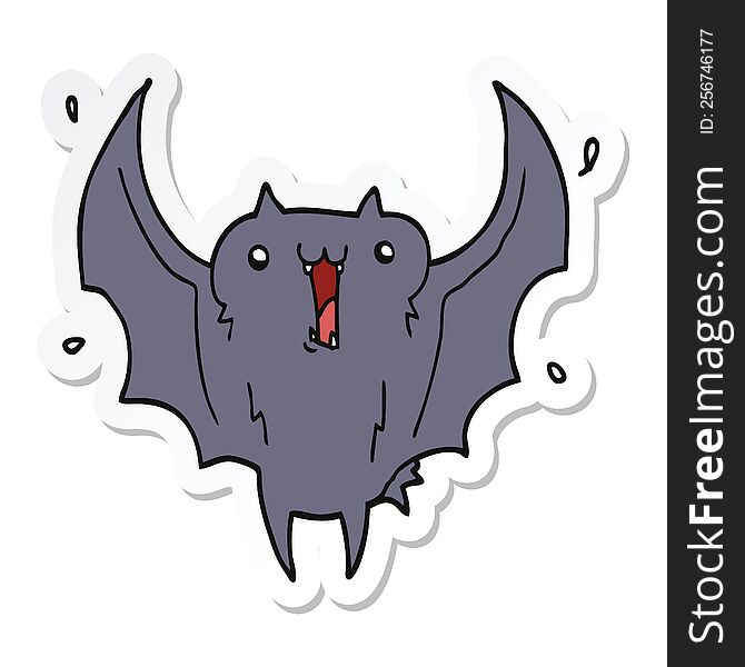 Sticker Of A Cartoon Happy Vampire Bat