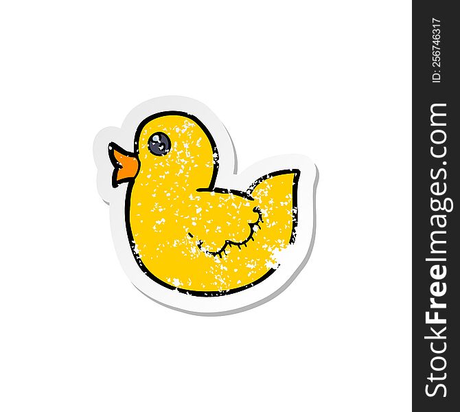 Retro Distressed Sticker Of A Cartoon Rubber Duck