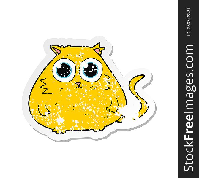 retro distressed sticker of a cartoon cat with big pretty eyes