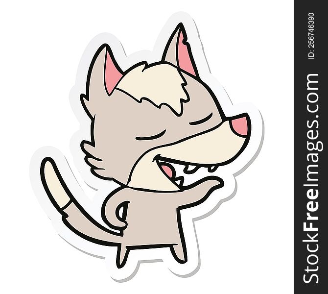 sticker of a cartoon wolf laughing