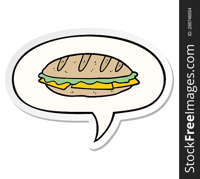 Cartoon Chesse Sandwich And Speech Bubble Sticker