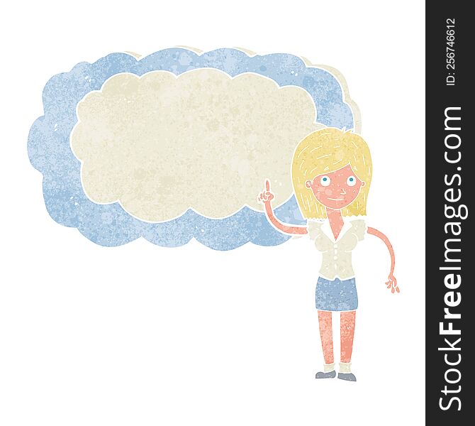 cartoon woman with text space cloud