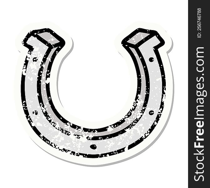 distressed sticker tattoo in traditional style of a horse shoe. distressed sticker tattoo in traditional style of a horse shoe