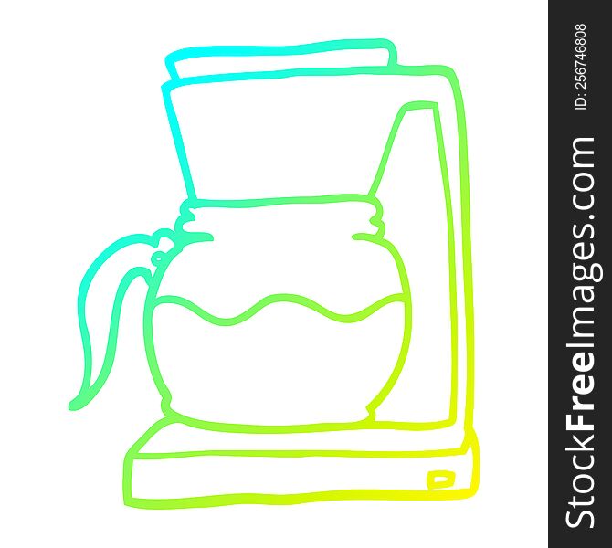 cold gradient line drawing of a cartoon coffee filter machine