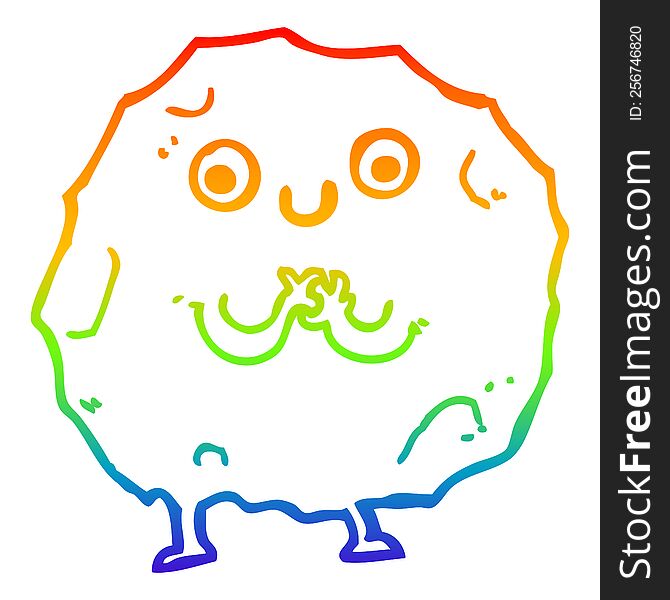 rainbow gradient line drawing of a cartoon rock character