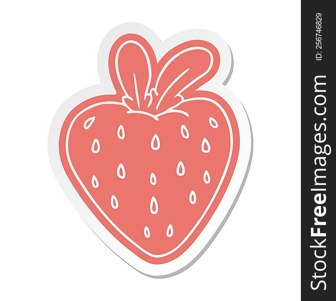 cartoon sticker of a fresh strawberry