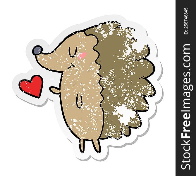 Distressed Sticker Of A Cute Cartoon Hedgehog