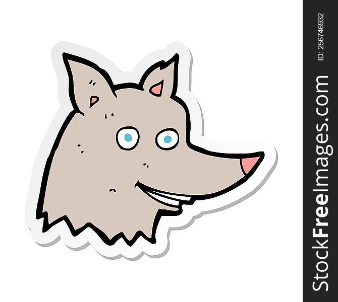 sticker of a cartoon wolf head
