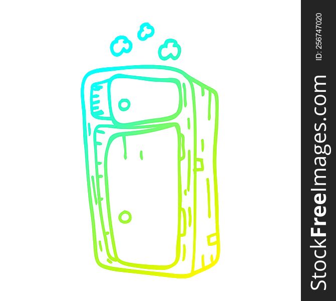 cold gradient line drawing of a cartoon dusy cabinet