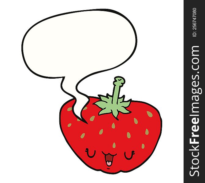Cartoon Strawberry And Speech Bubble