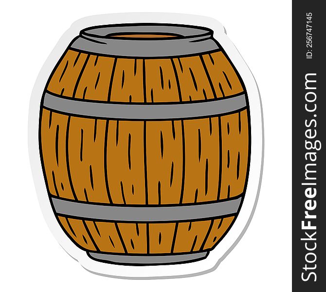 sticker cartoon doodle of a wooden barrel