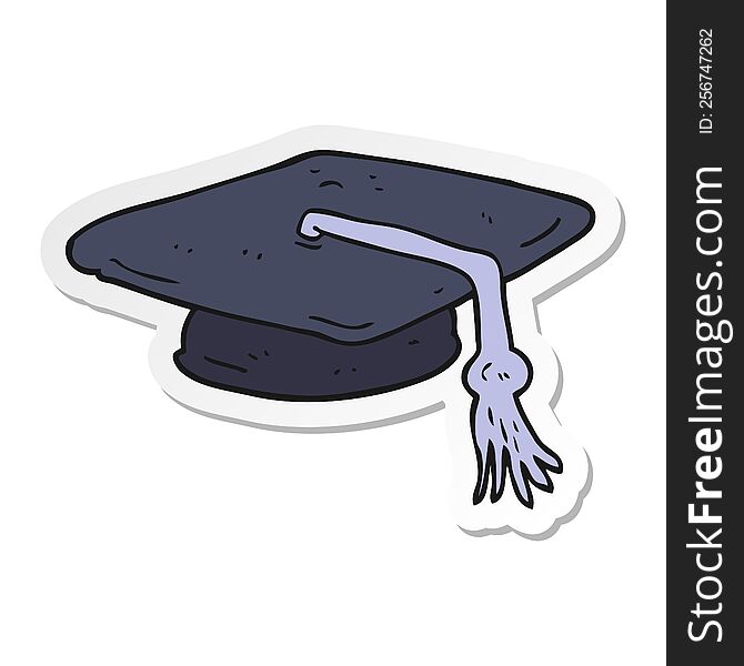 Sticker Of A Cartoon Graduation Cap