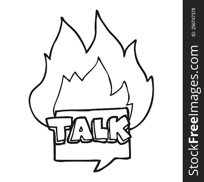 freehand drawn black and white cartoon talk symbol