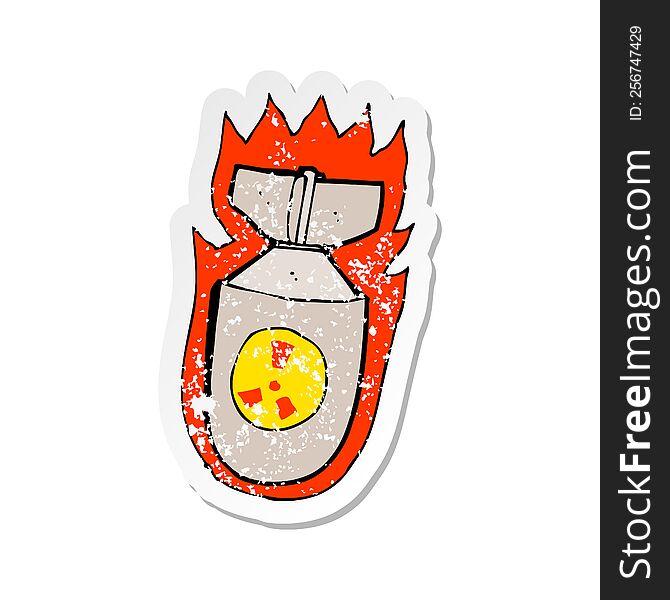 retro distressed sticker of a cartoon flaming bomb