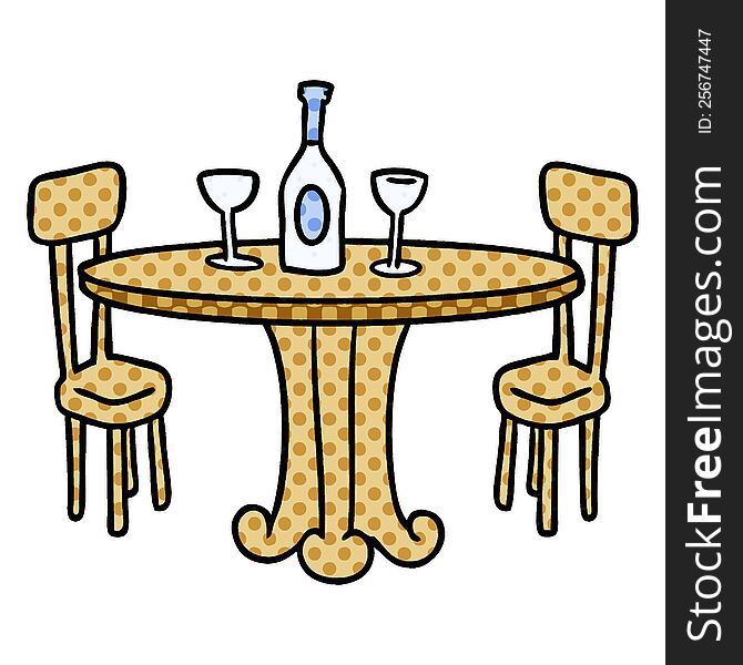 Cartoon Doodle Dinner Table And Drinks