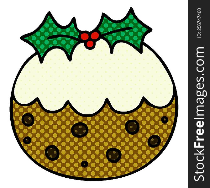 comic book style quirky cartoon christmas pudding. comic book style quirky cartoon christmas pudding
