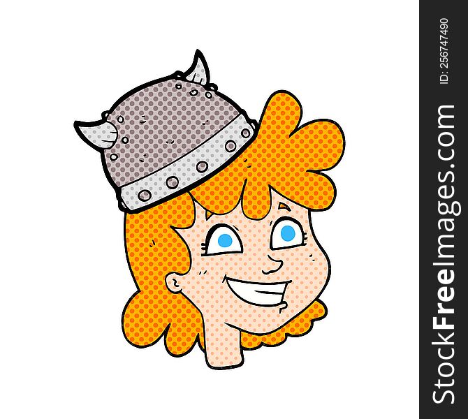 freehand drawn cartoon female viking. freehand drawn cartoon female viking