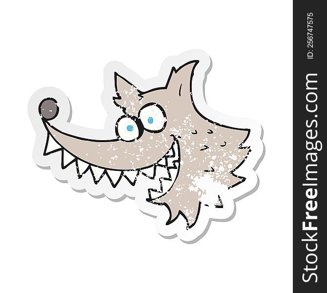 retro distressed sticker of a cartoon crazy wolf