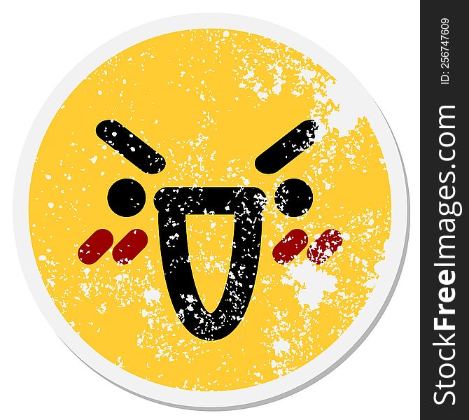 laughing mean face circular sticker