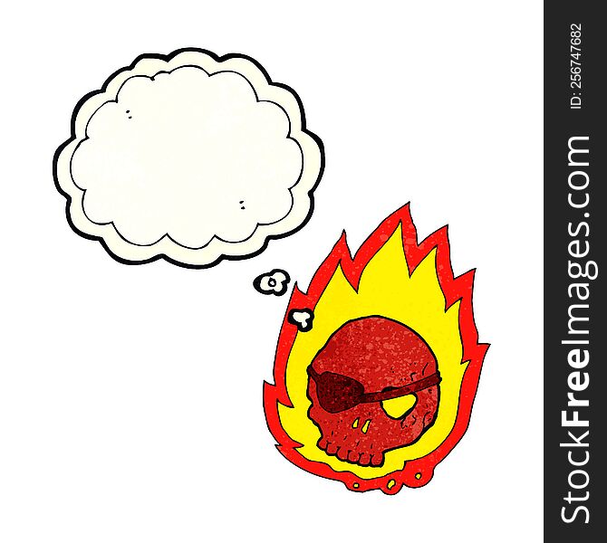 Cartoon Burning Skull With Thought Bubble