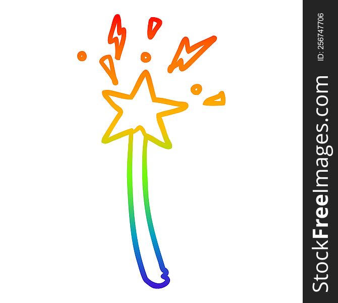 rainbow gradient line drawing of a magic star wand