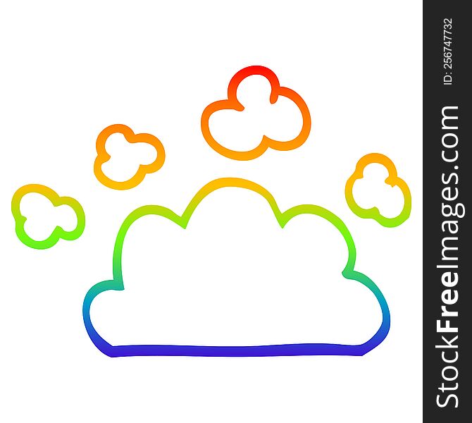 rainbow gradient line drawing of a cartoon weather cloud