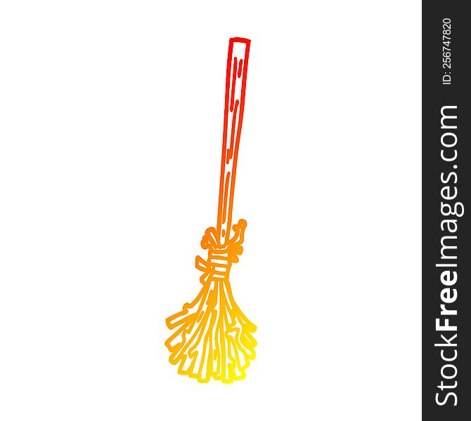 warm gradient line drawing of a cartoon magic broom