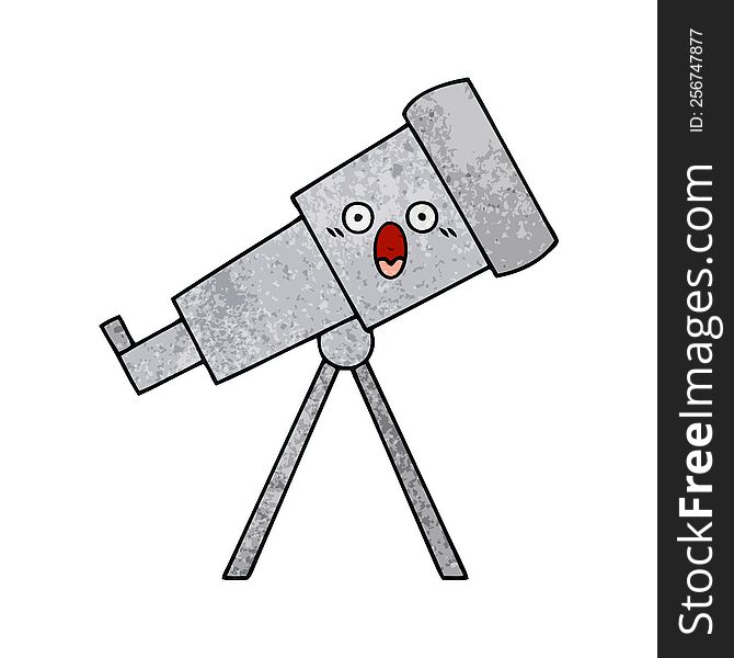 retro grunge texture cartoon of a telescope
