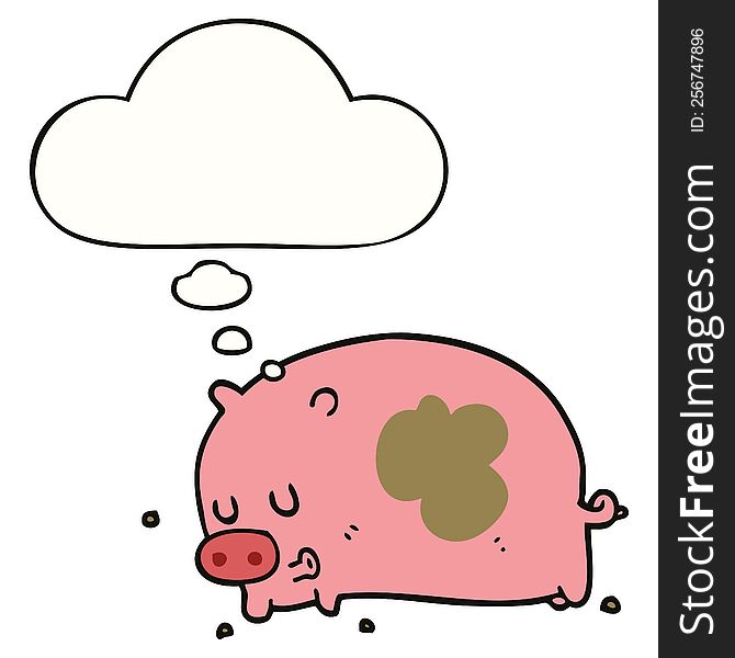 cute cartoon pig with thought bubble. cute cartoon pig with thought bubble