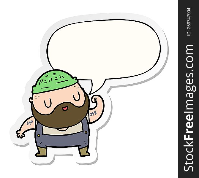 Cartoon Tough Fisherman And Speech Bubble Sticker