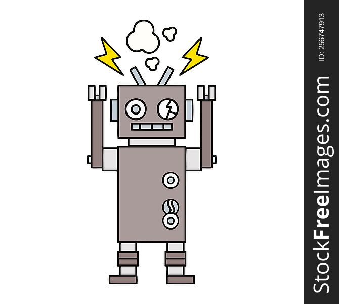 Cute Cartoon Malfunctioning Robot