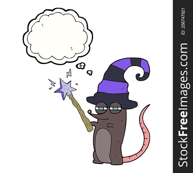 freehand drawn thought bubble cartoon magic witch mouse