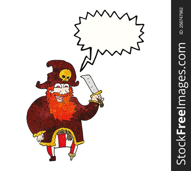 Speech Bubble Textured Cartoon Pirate Captain