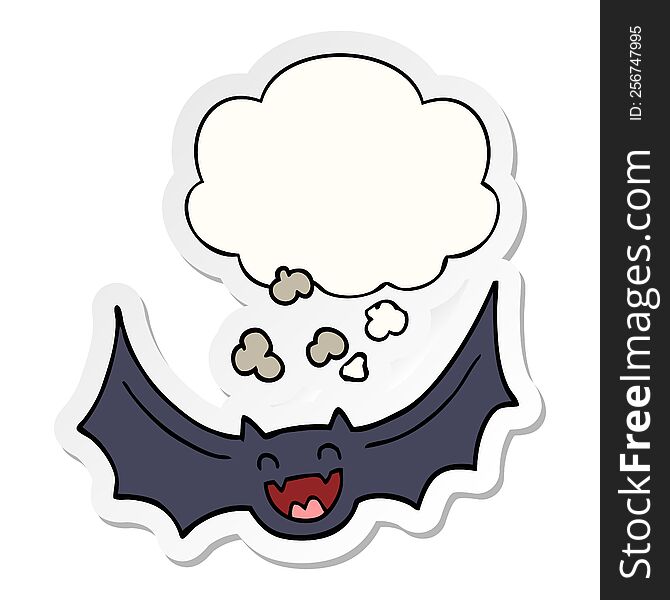 Cartoon Bat And Thought Bubble As A Printed Sticker