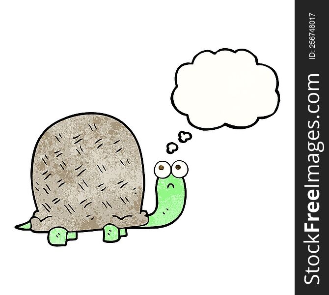 freehand drawn thought bubble textured cartoon sad turtle