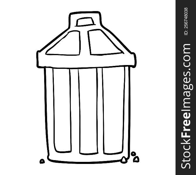 line drawing of a old metal garbage can. line drawing of a old metal garbage can