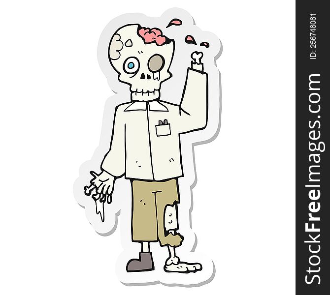 Sticker Of A Cartoon Zombie