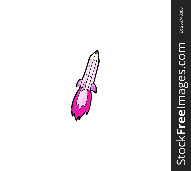 Pink Pencil Rocket Cartoon