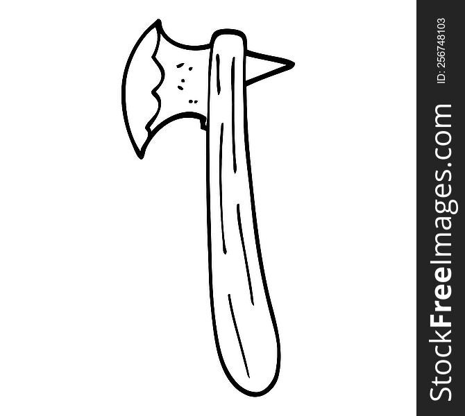 line drawing cartoon old axe