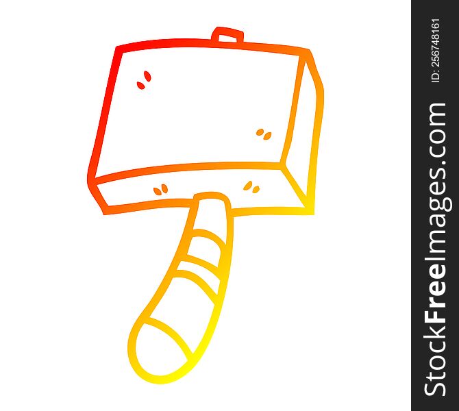 warm gradient line drawing of a cartoon hammer