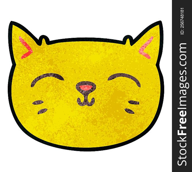 Quirky Hand Drawn Cartoon Cat Face