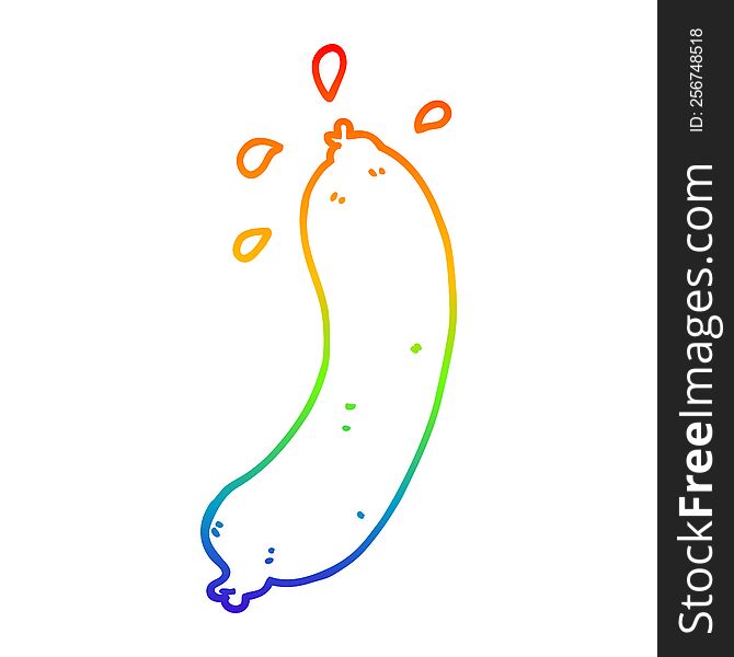 rainbow gradient line drawing of a cartoon sausage